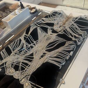 Glamorous Black Backless Dress with Silver Detailing